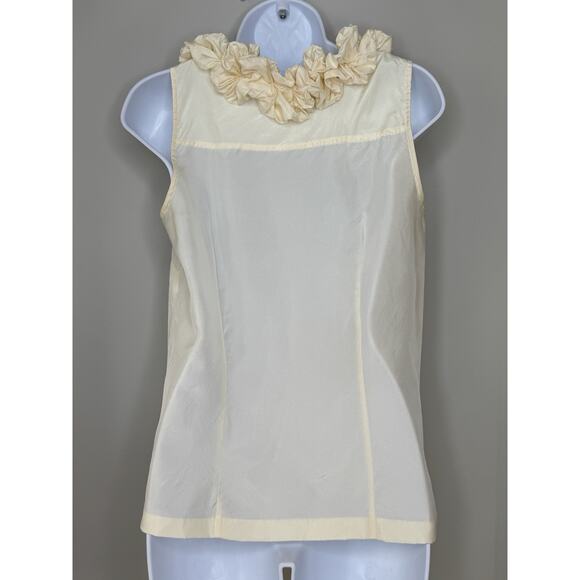 J.Crew 100% Silk Annalise Ruffle Top 4 Ivory Quiet Luxury Preppy Old Money - Picture 3 of 12